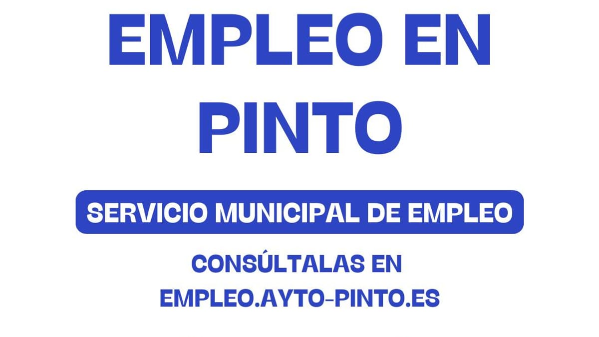 Cartel del Servicio Municipal de Empleo de Pinto con información sobre ofertas de trabajo