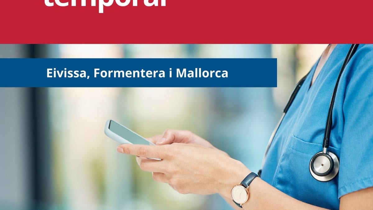 Cartel informativo sobre cambios en servicios sanitarios en Eivissa, Formentera y Mallorca por temporal. Teléfono de emergencias 112. IBSalut