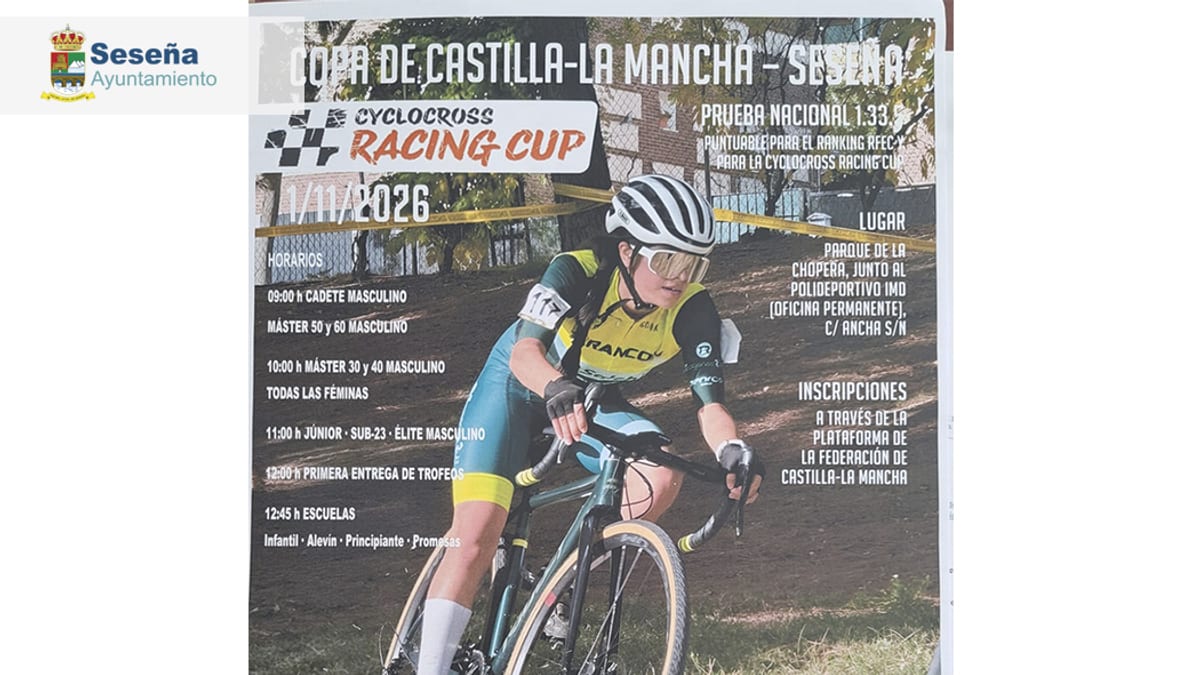 Cartel promocional de la Copa de Castilla-La Mancha de Ciclocross que se celebra en Seseña el 1 de noviembre en el Parque de La Chopera