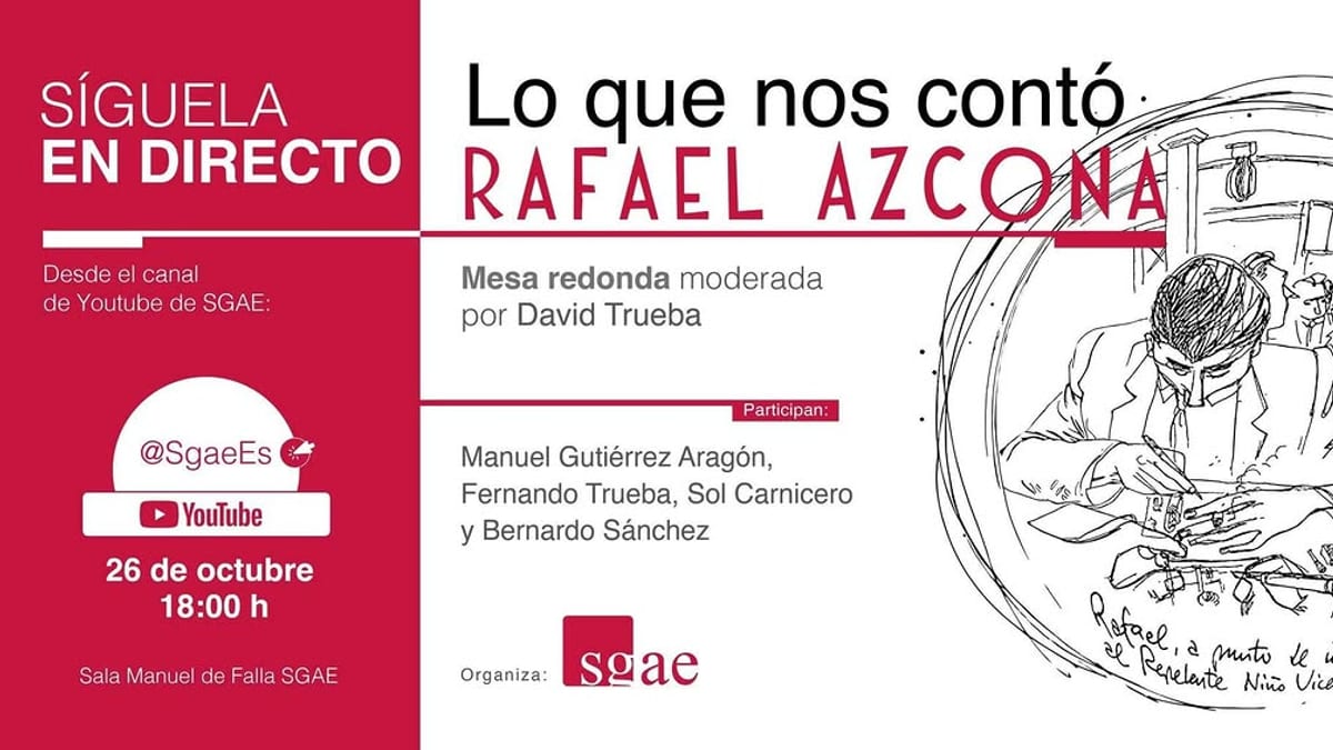 Cartel de la mesa redonda Lo que nos contó Rafael Azcona en la SGAE de Logroño