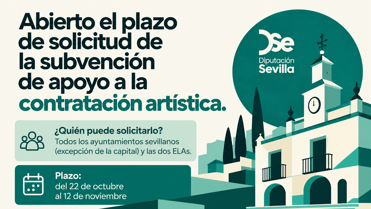 Banner informativo sobre las subvenciones de la Diputación de Sevilla para contratación artística