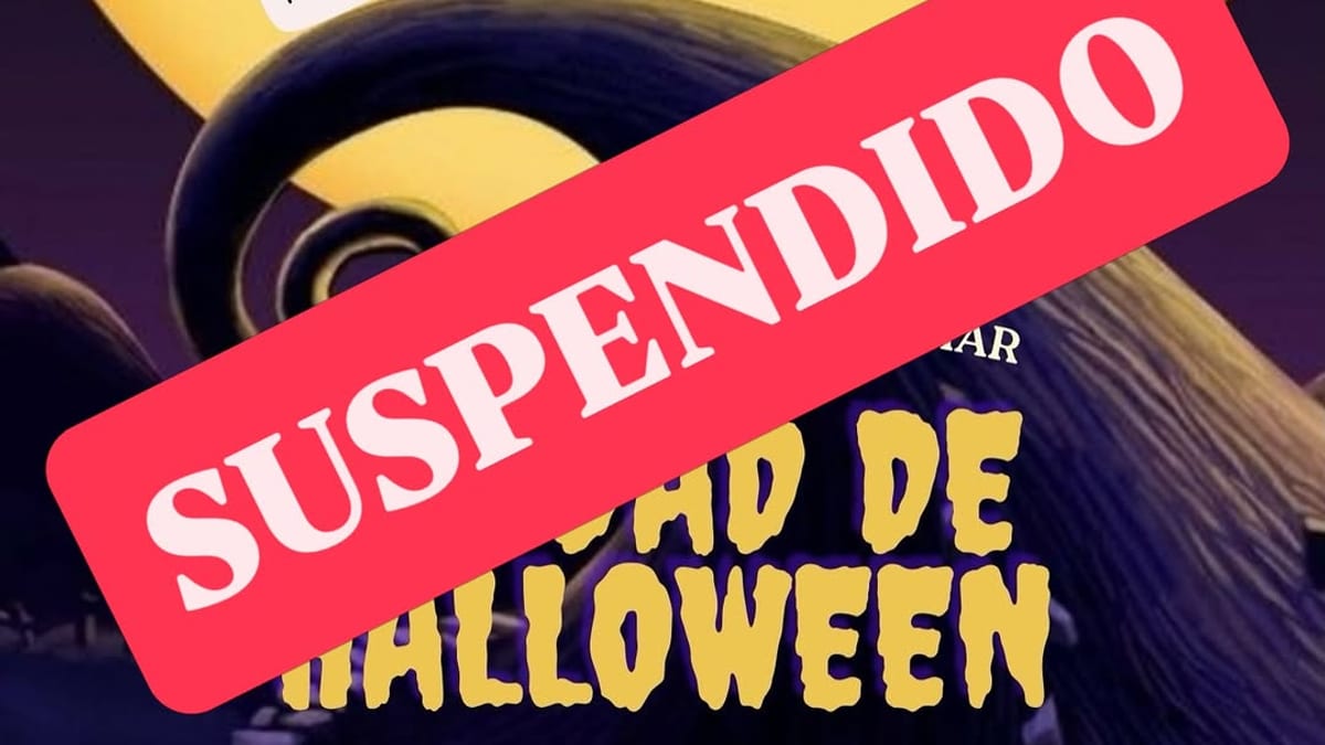 Cartel de suspensión del Pasaje del Terror de Halloween 2026 del Centro Joven La Terminal de Paracuellos de Jarama