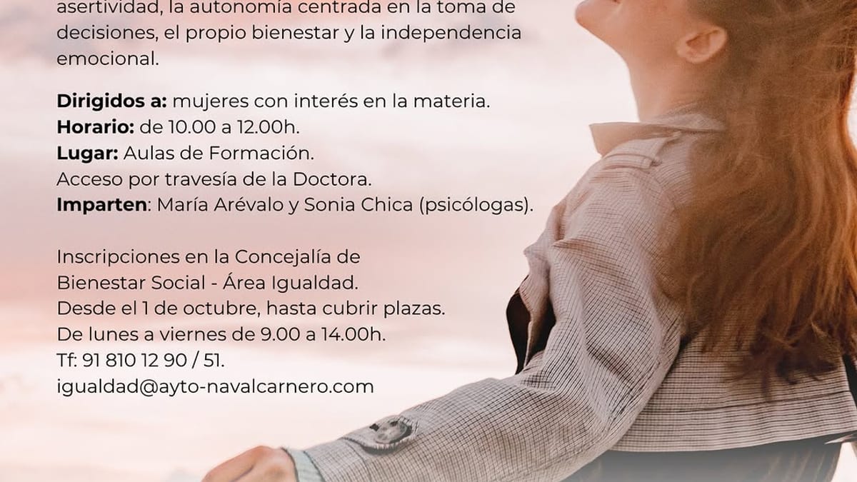 Cartel del taller No puedo vivir sin mí. Autoestima y buenos tratos de Navalcarnero