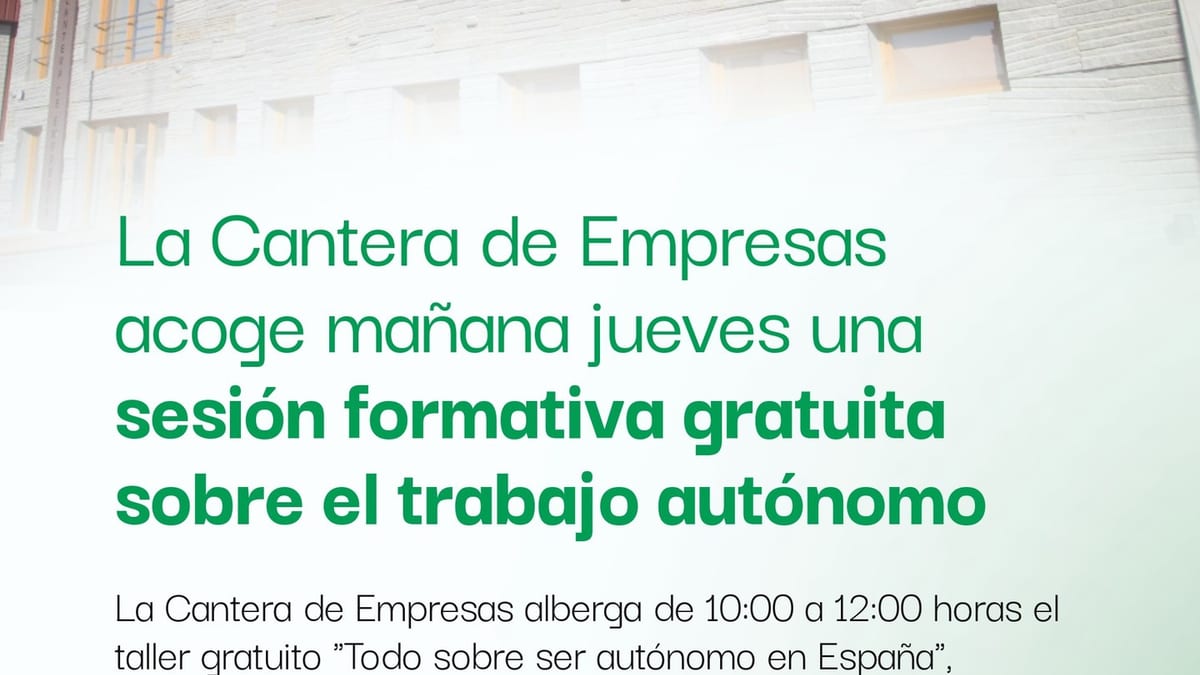 Cartel promocional del taller gratuito Todo sobre ser autónomo en España en Collado-Villalba, organizado por AD Los Molinos y la Comunidad de Madrid