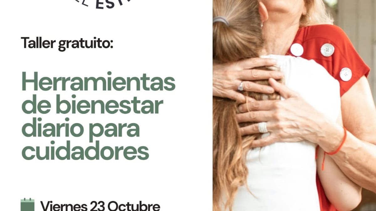Cartel del taller 'Herramientas de bienestar diario para cuidadores' de Huelva Contra el Estrés del 23 de octubre