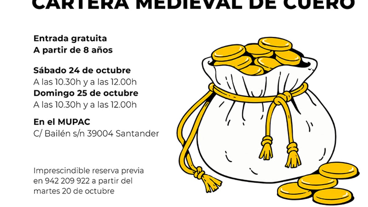 Cartel del taller didáctico de cartera medieval de cuero del MUPAC