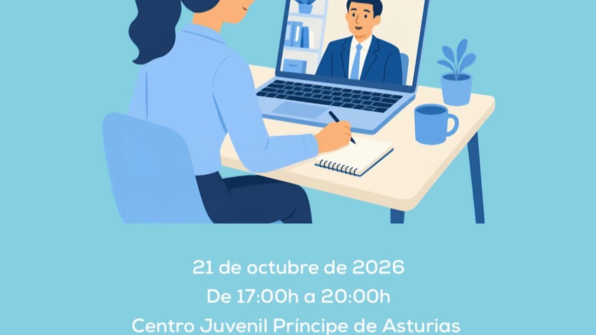 Cartel del taller gratuito sobre entrevistas online organizado por Majadahonda para mujeres el 21 de octubre