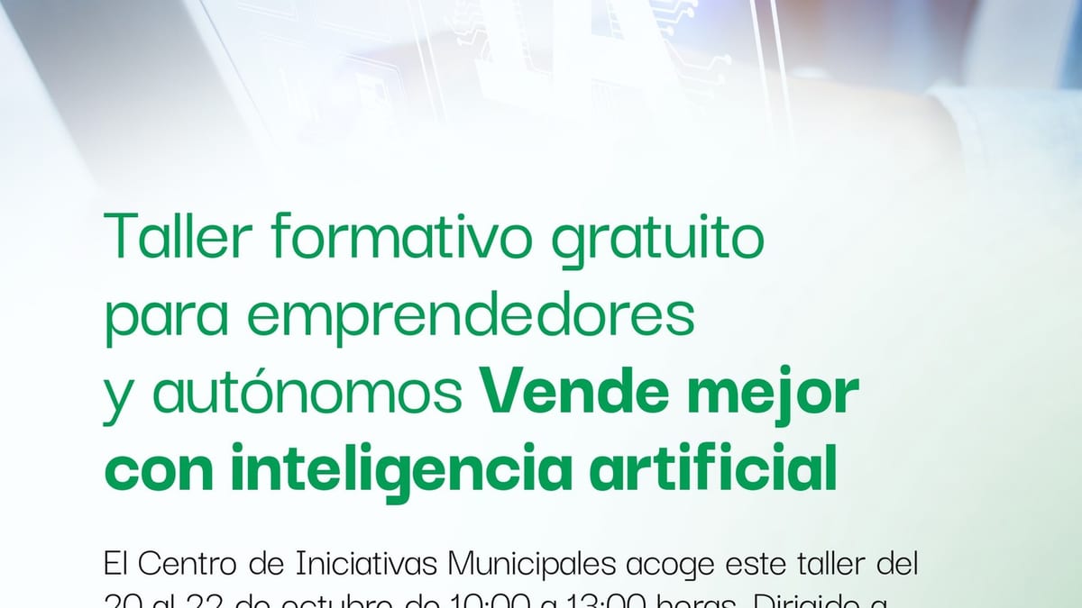 Cartel promocional del taller formativo gratuito Vende mejor con inteligencia artificial en Collado-Villalba