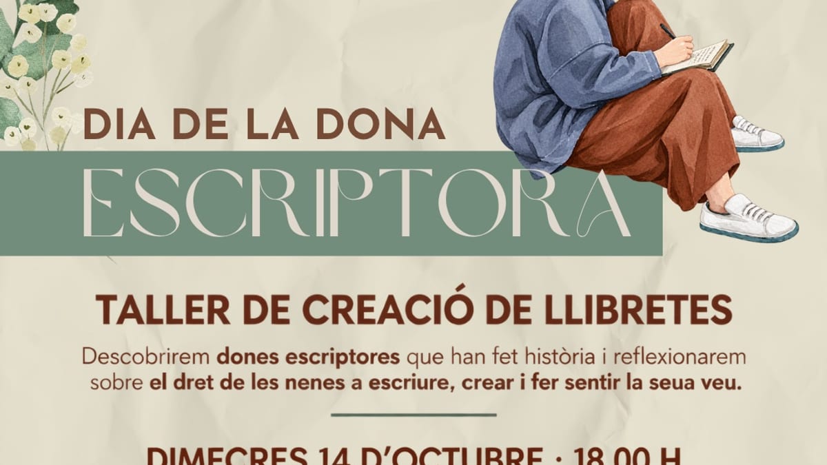 Cartel del taller de creación de libretas personalizadas con motivo del Día de la Escritora organizado por el Ayuntamiento de Eivissa