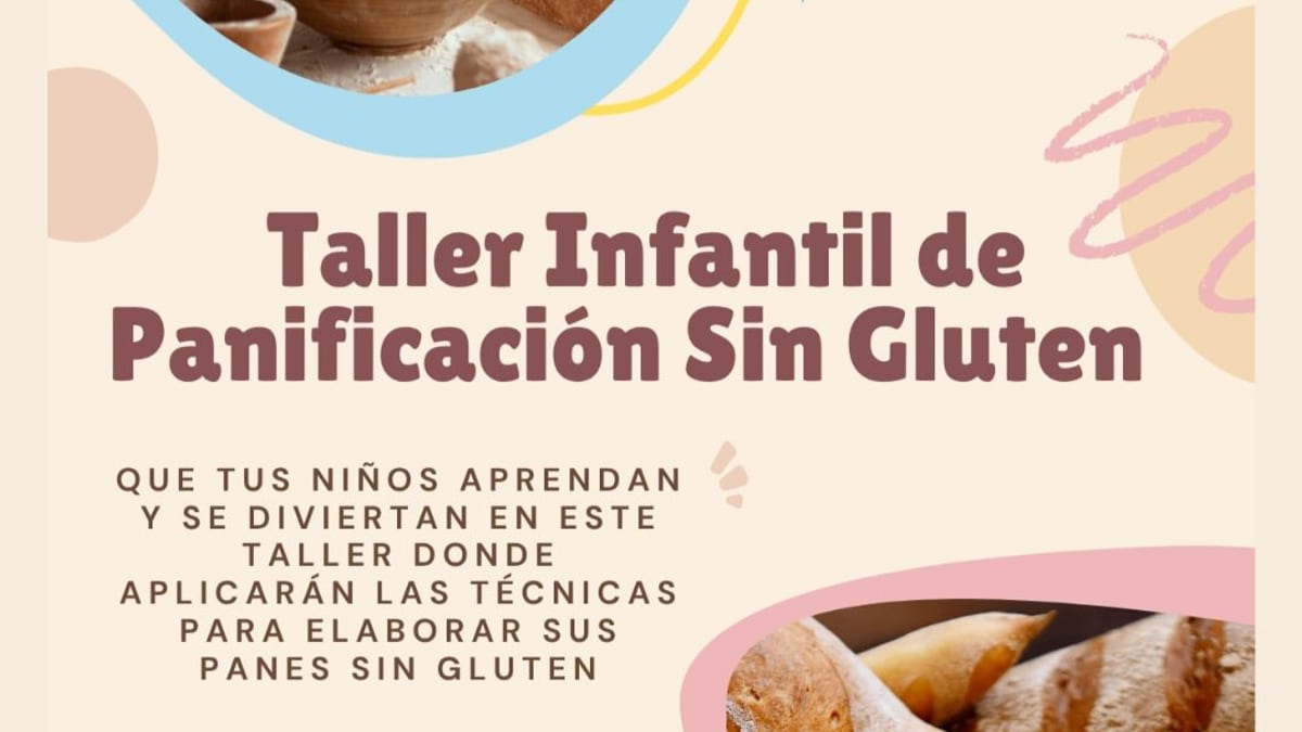 Cartel del Taller Infantil de Panificación Sin Gluten de ASPROCEHU Huelva, 16 de octubre