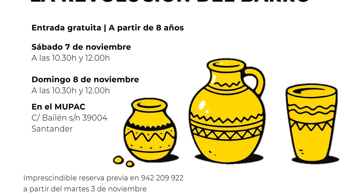 Cartel del taller didáctico 'La revolución del barro' del MUPAC de Santander
