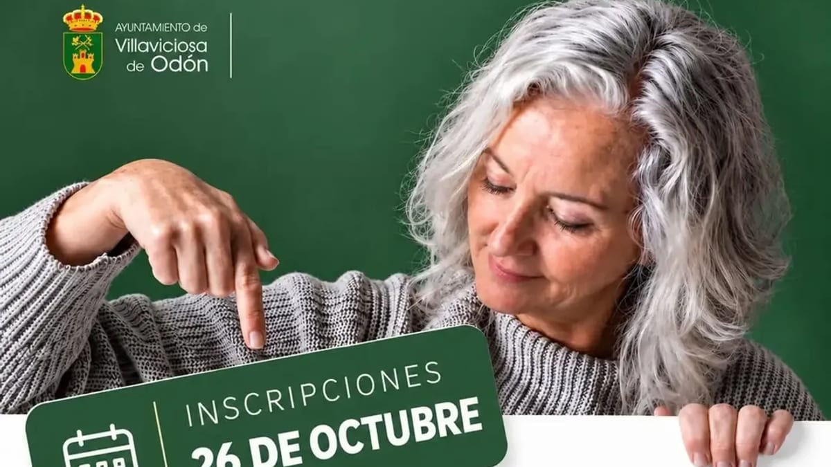 Cartel de inscripción para Talleres Municipales para Mayores del Ayuntamiento de Villaviciosa de Odón, curso 2024-2025, con fecha de inscripción 26 de octubre