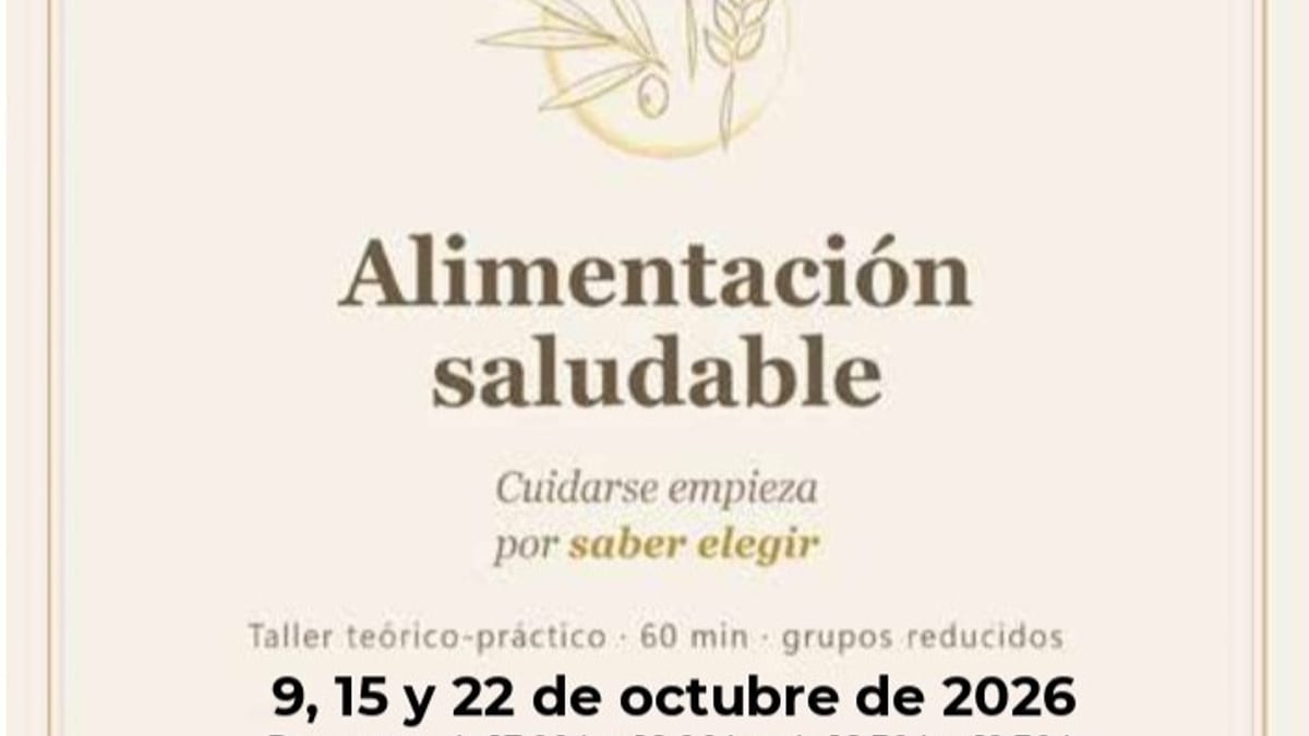 Cartel de las Jornadas de Nutrición y Alimentación Saludable de La Almazara en Illescas, con el título 'Cuidarse empieza por saber elegir'