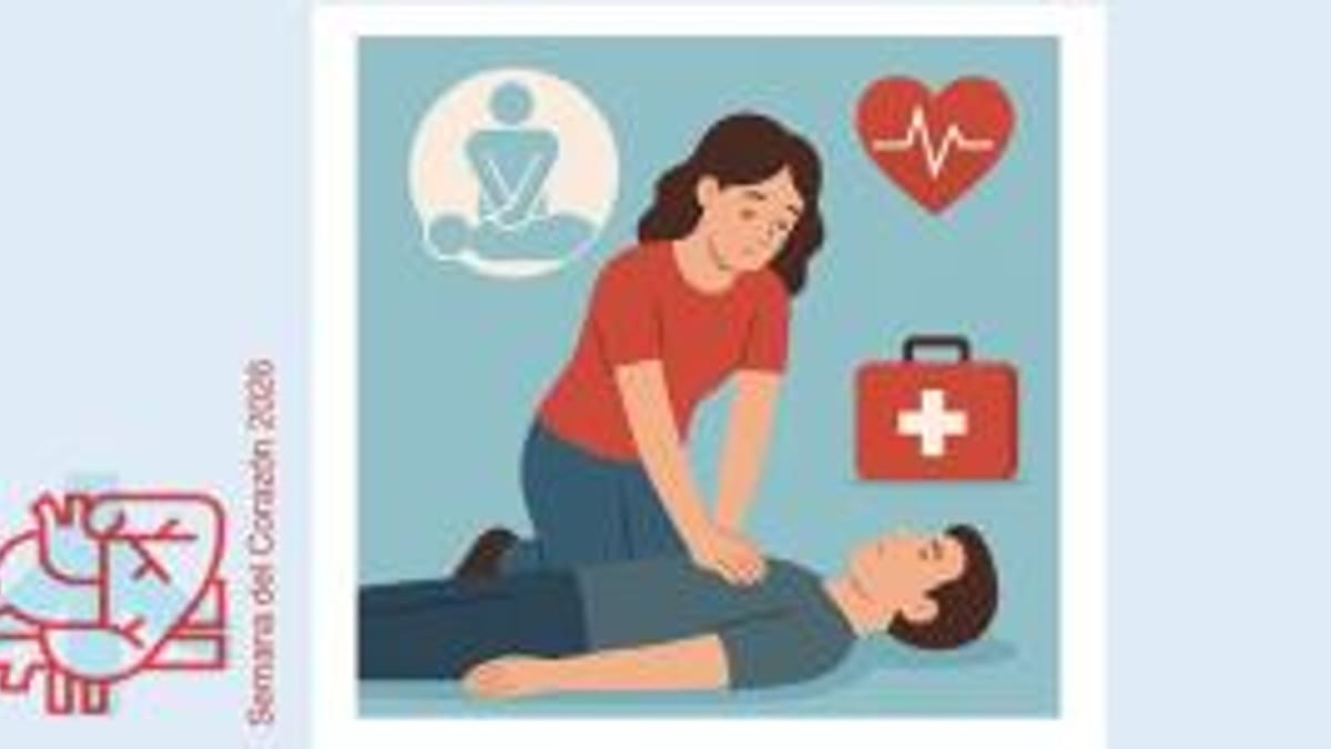 Cartel informativo de talleres de reanimación cardiopulmonar y primeros auxilios en centros cívicos de Santander