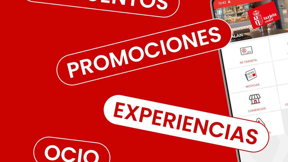 Cartel promocional de la Tarjeta Ciudad de Getafe con los servicios disponibles: descuentos, promociones, experiencias, ocio y cultura