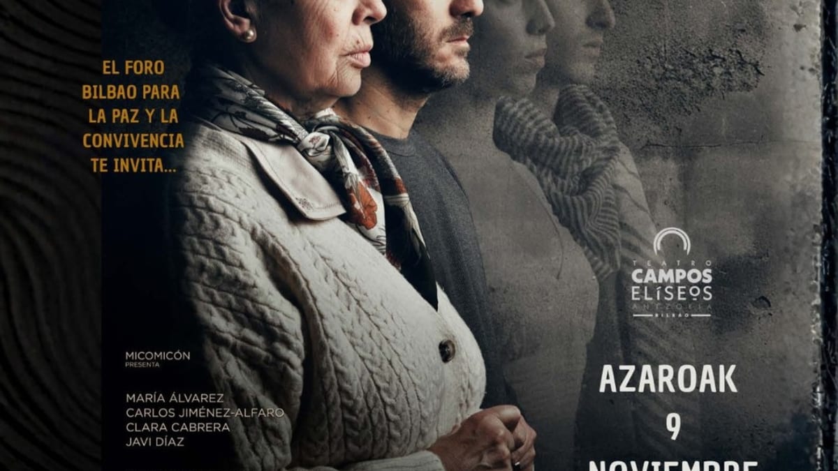 Cartel promocional de la obra de teatro 'Nuestros muertos' en el Teatro Campos Elíseos de Bilbao