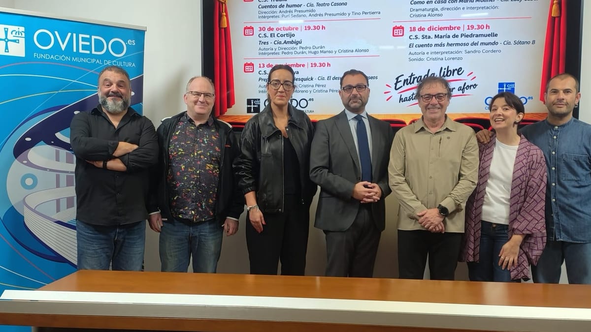 Cartel del ciclo 'Teatro en tu Centro' con la programación de representaciones teatrales en los centros sociales de Oviedo