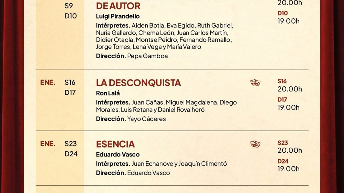 Cartel de programación del Teatro Lope de Vega de Sevilla para la temporada enero-mayo 2027 con los 23 títulos anunciados