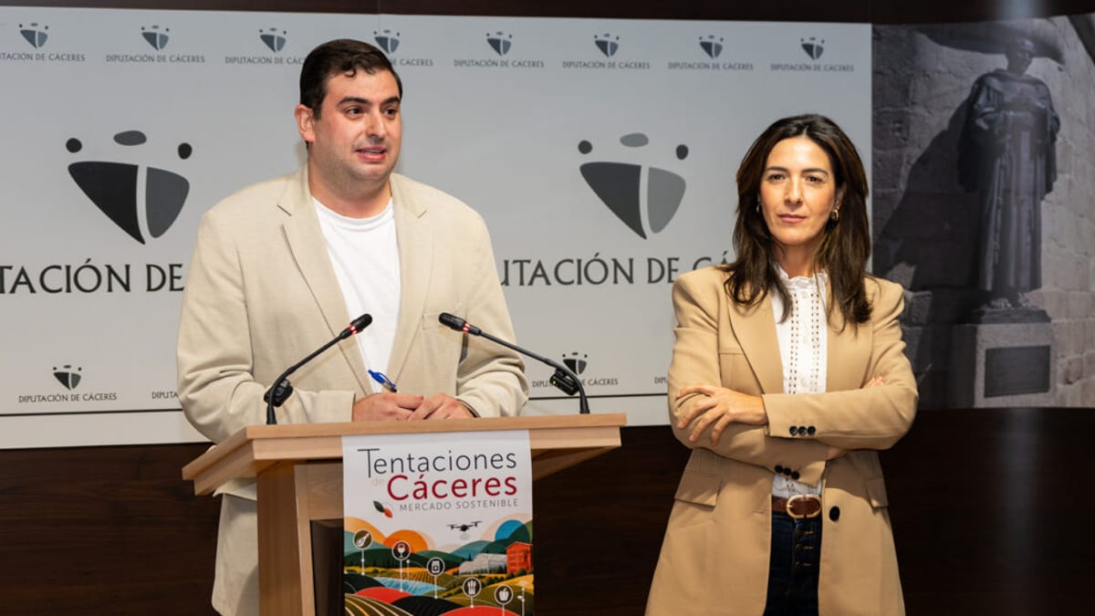 Cartel del evento Tentaciones de Cáceres Mercado Sostenible celebrado en Coria del 23 al 25 de octubre