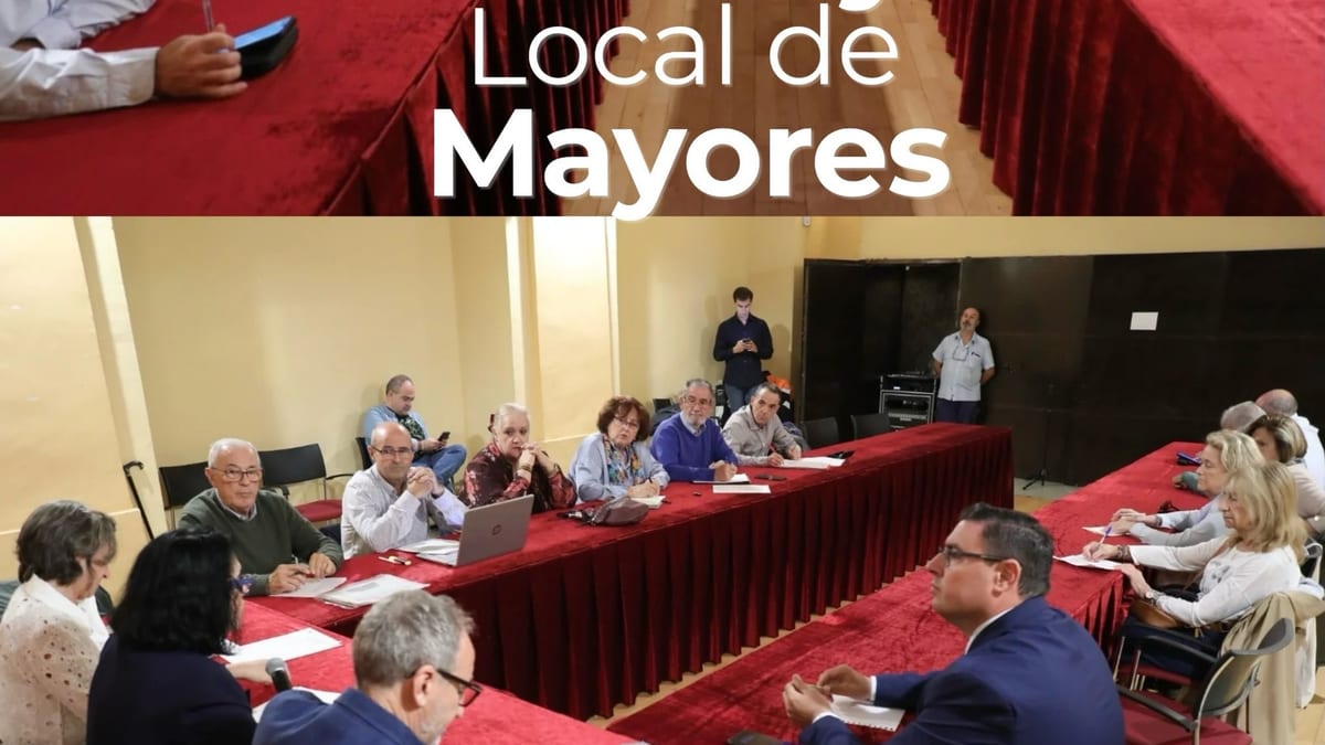 Cartel del Consejo Local de Mayores del Ayuntamiento de Toledo con personas mayores