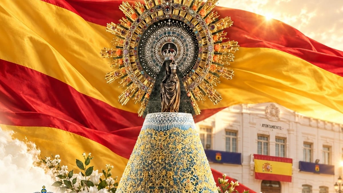 Cartel de conmemoración del 12 de octubre, Fiesta Nacional de España, festividad de la Virgen del Pilar y patrona de la Guardia Civil, del Ayuntamiento de Tomelloso