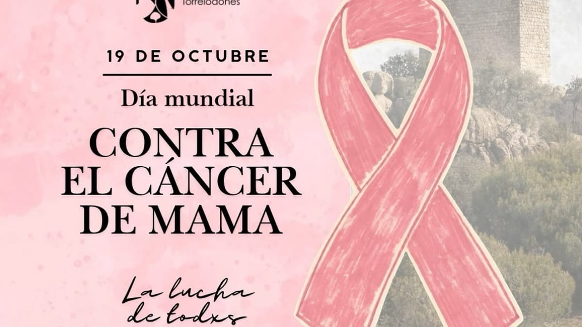 Cartel del Día Mundial Contra el Cáncer de Mama del Ayuntamiento de Torrelodones, 19 de octubre, con el lema 'La lucha de todas'