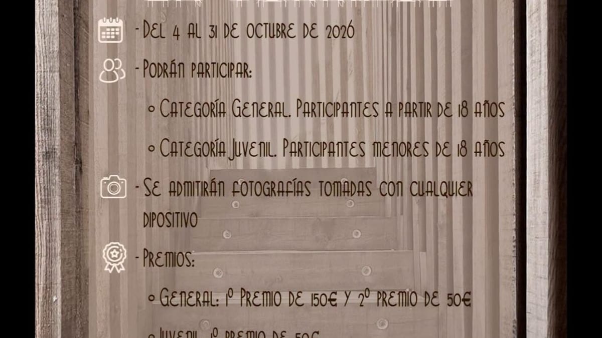 Cartel del III Concurso Fotográfico Arquitectura en Torrijos, con categorías general y juvenil del 4 al 31 de octubre