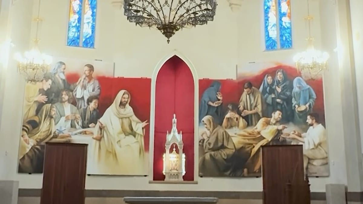 Detalle de la obra 'La última cena' de Vicente Traver Calzada en la Concatedral de Santa María de Castellón