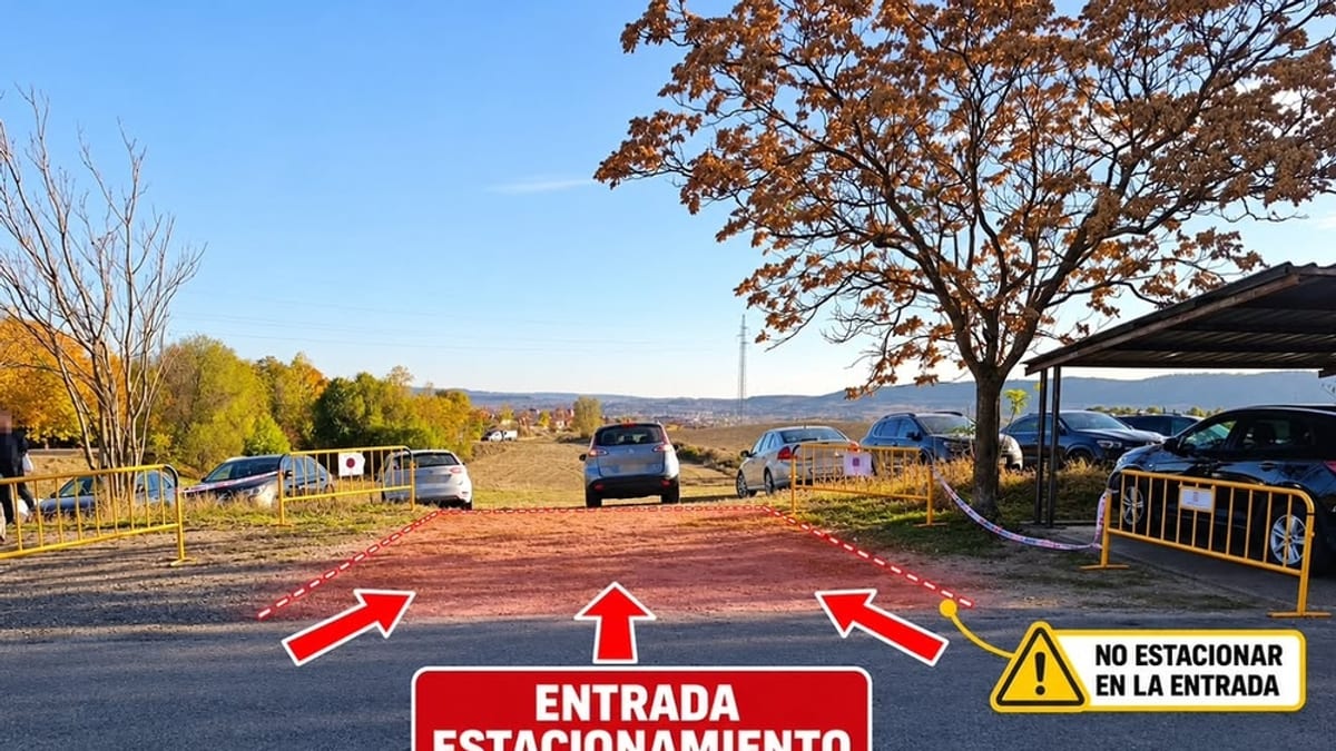 Cartel informativo de la Policía Local de Cuenca indicando no estacionar en la entrada de los aparcamientos del cementerio durante Todos los Santos