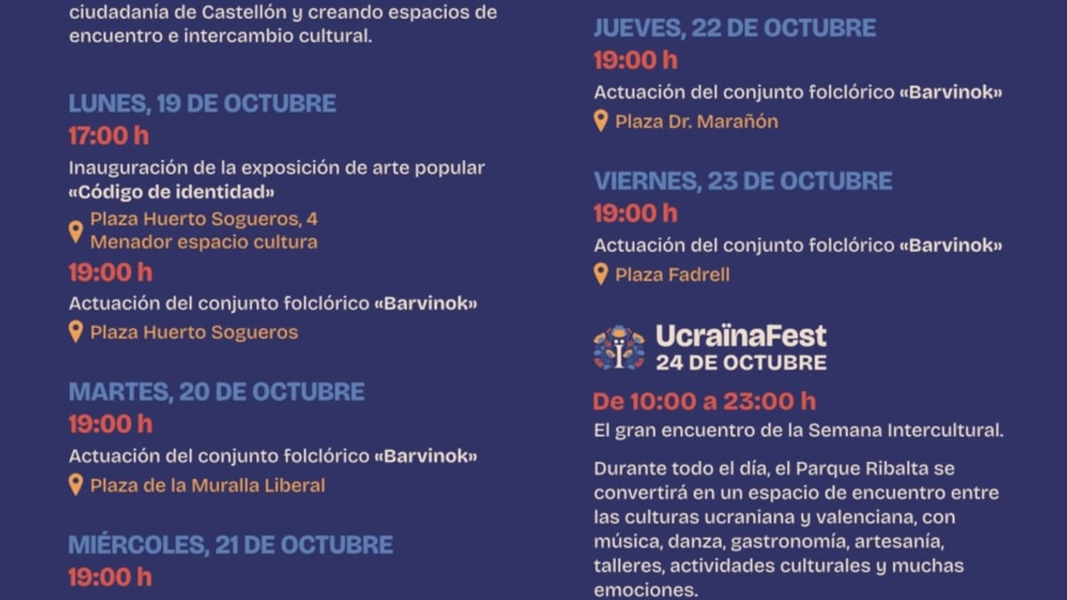 Cartel de UcraïnaFest 2026, Semana Intercultural de Castellón del 19 al 24 de octubre