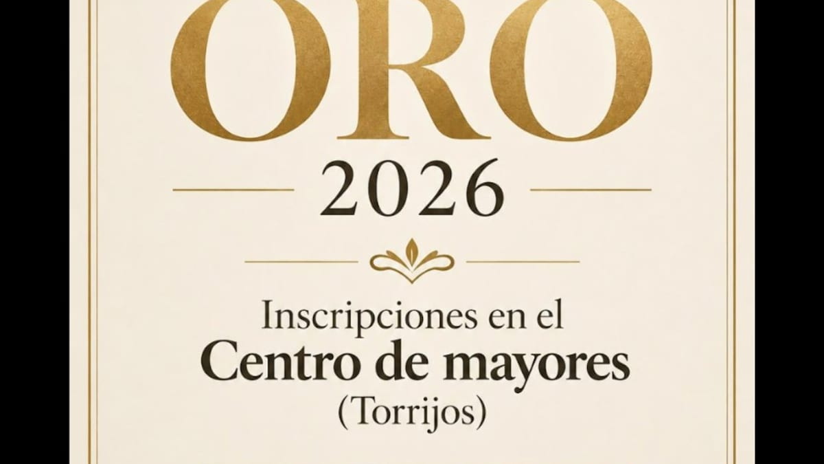 Cartel informativo de inscripción para Bodas de Oro 2026 en Torrijos, Centro de Mayores El Casino
