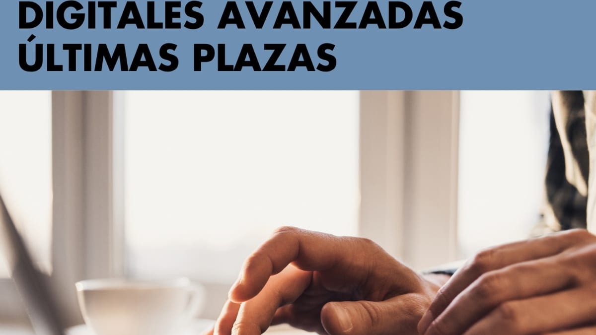 Cartel del Curso de Competencias Digitales Avanzadas de Santa Eulària des Riu con apoyo del SOIB y Gobierno de España