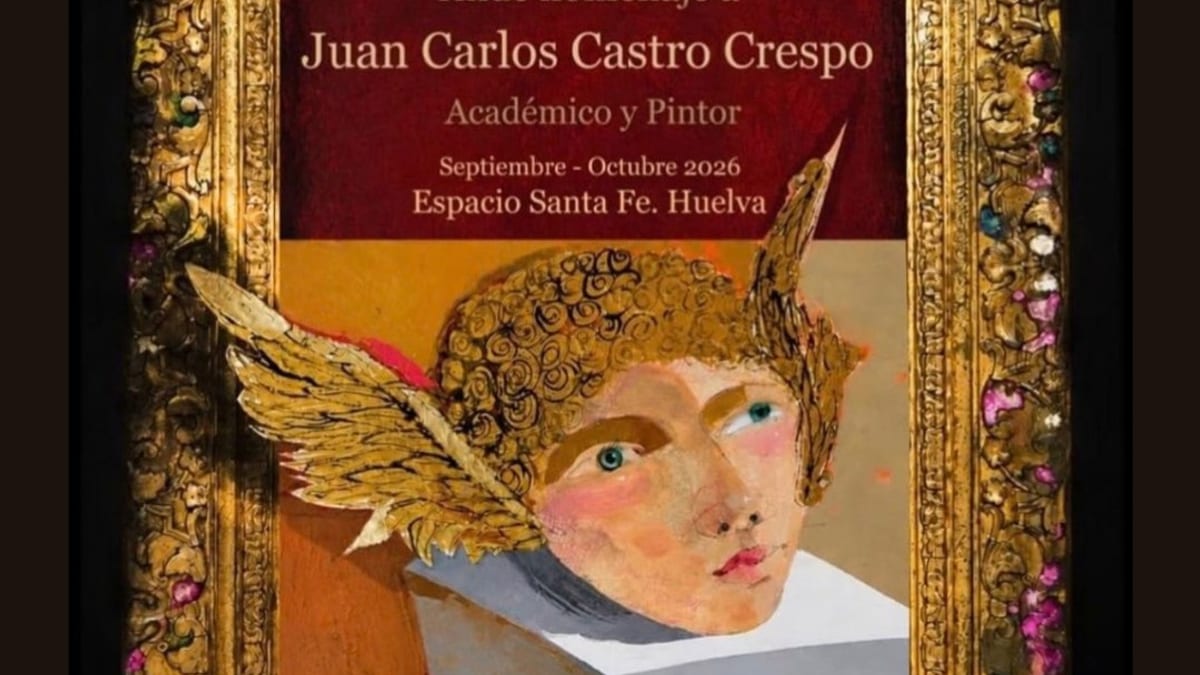 Cartel de la exposición 'A todo tiempo' de Juan Carlos Castro Crespo en el Espacio Santa Fe de Huelva