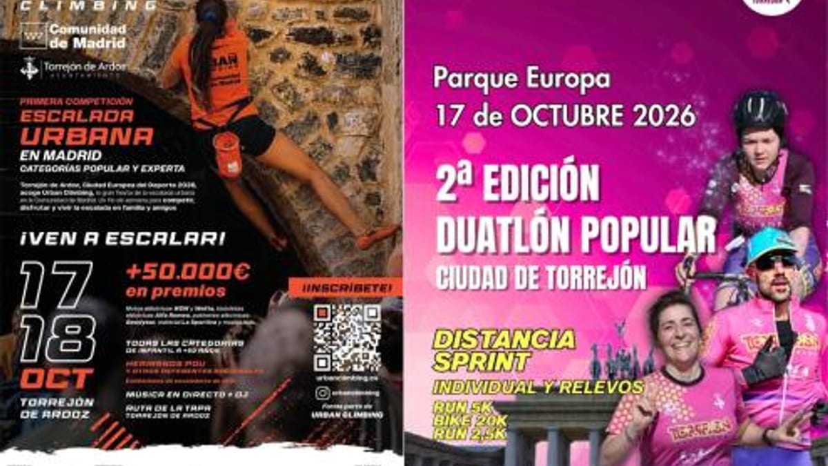 Cartel promocional del Urban Climbing Comunidad de Madrid y II Duatlón Popular Ciudad de Torrejón del 17 de octubre de 2026