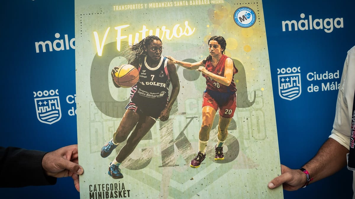 Cartel promocional del V Torneo Futuros cracks de minibasket en Málaga, 17 y 18 de octubre en el pabellón Alfonso Queipo de Llano