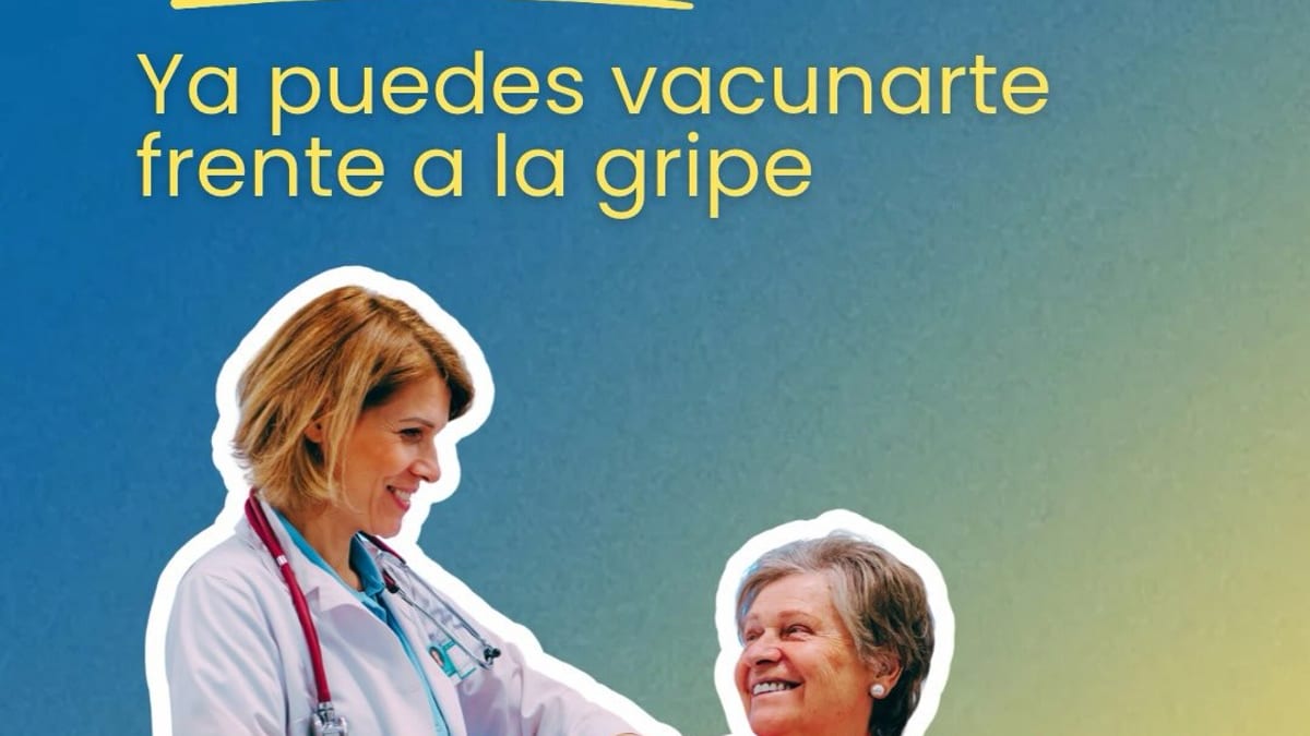 Cartel informativo de la campaña de vacunación antigripal del Gobierno de Asturias para personas mayores de 60 años