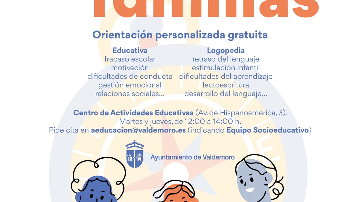 Cartel informativo del servicio de asesoría educativa para familias del Ayuntamiento de Valdemoro