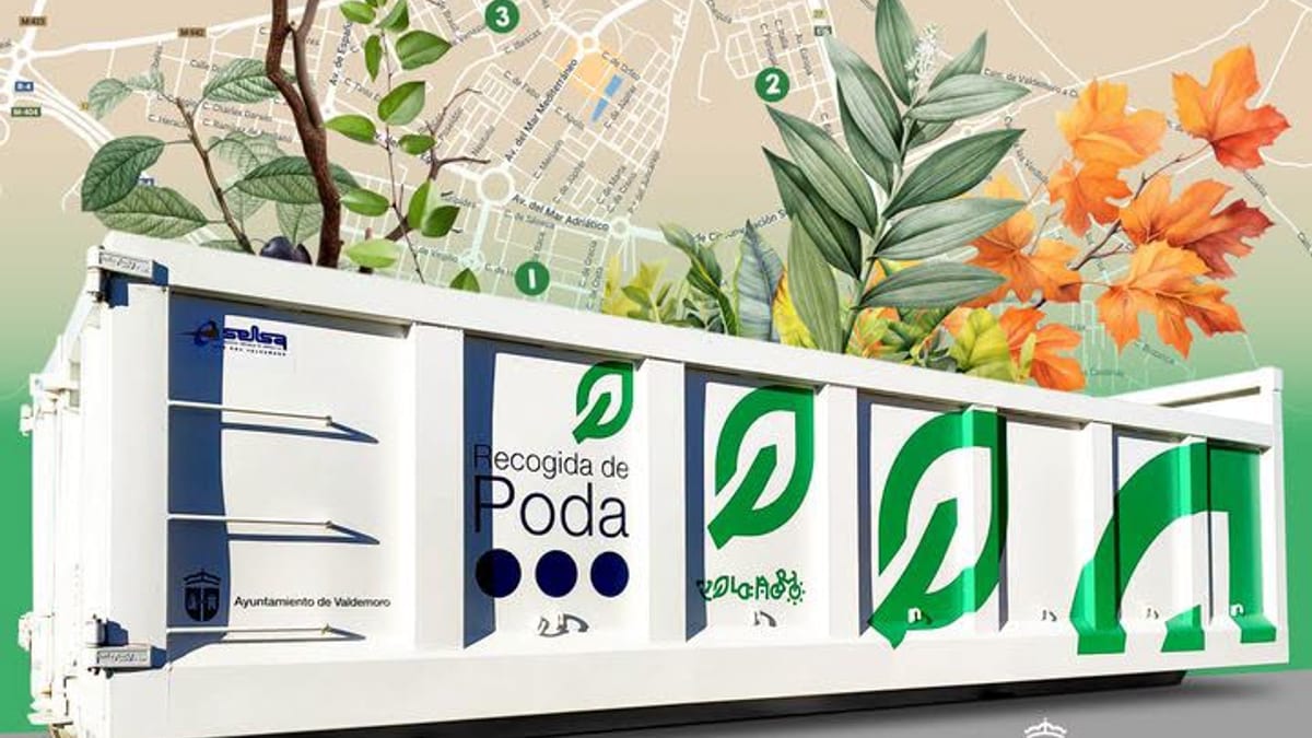 Contenedor de recogida de restos de poda instalado por el Ayuntamiento de Valdemoro