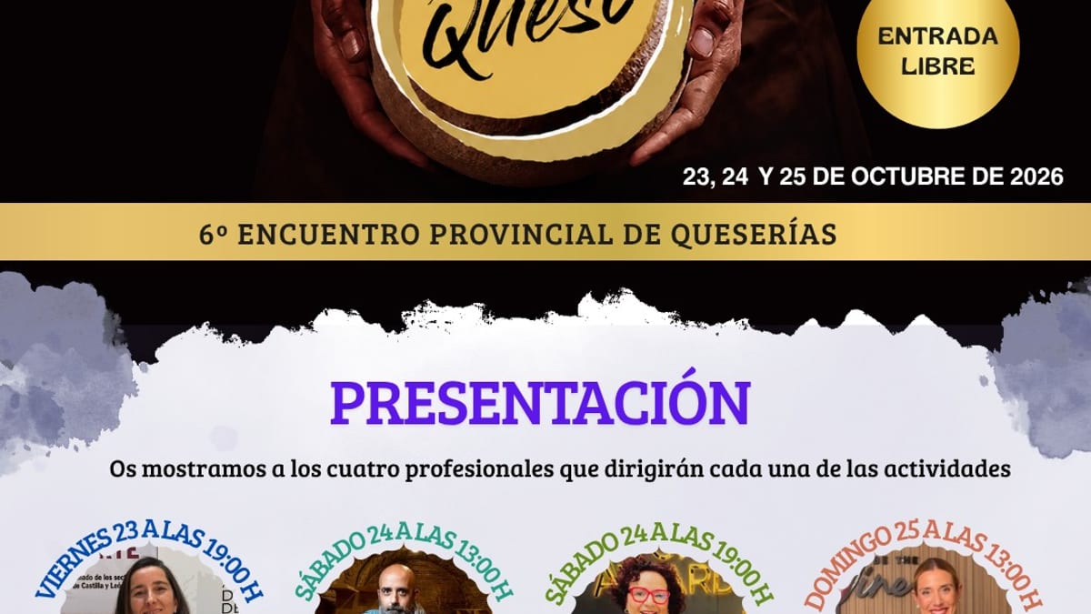 Cartel del 6.º Encuentro Provincial de Queserías Vallaqueso 2026, del 23 al 25 de octubre en el Espacio La Granja, Valladolid, con entrada libre
