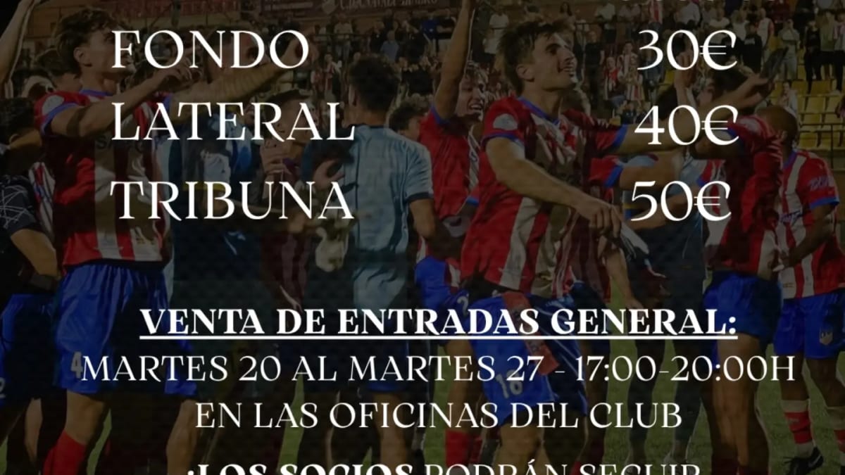 Cartel informativo de venta de entradas Copa del Rey del club de Navalcarnero con precios y horarios