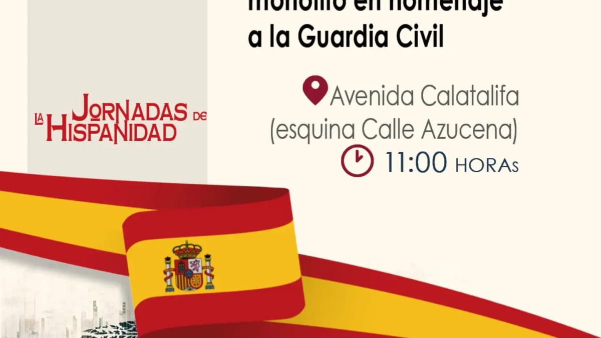 Cartel del acto institucional de izado de bandera e inauguración del monolito en homenaje a la Guardia Civil, celebrado el sábado 17 de octubre a las 11:00 horas en la Avenida Calatalifu de Villaviciosa de Odón