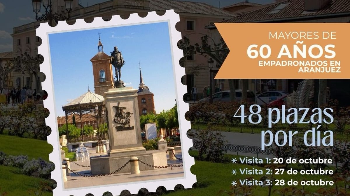 Cartel de la visita cultural a Alcalá de Henares organizada por Aranjuez para mayores de 60 años