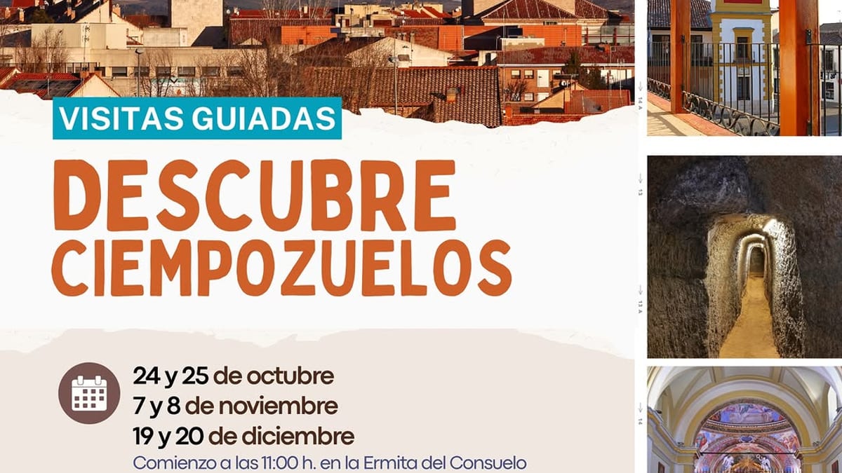 Cartel promocional de visitas guiadas por Ciempozuelos con fechas y precios