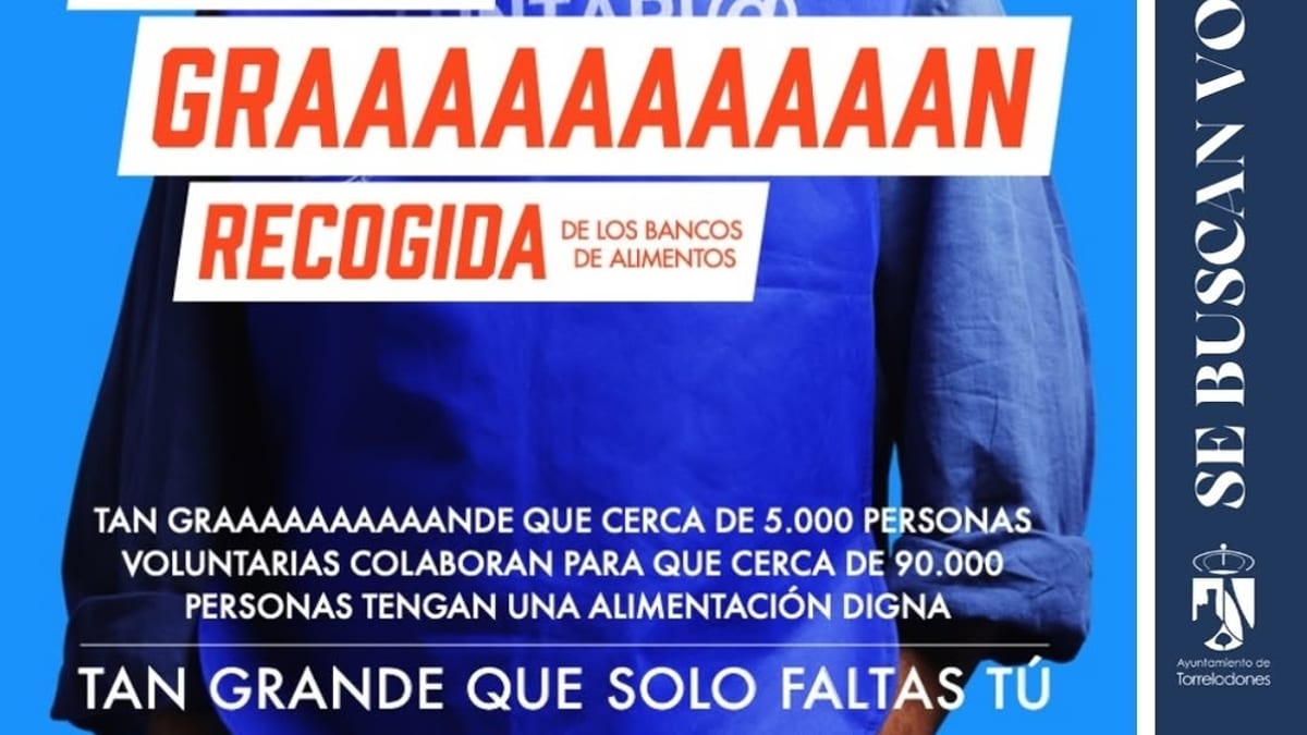 Cartel de la Gran Recogida 2026 del Banco de Alimentos de Madrid con llamada a voluntarios