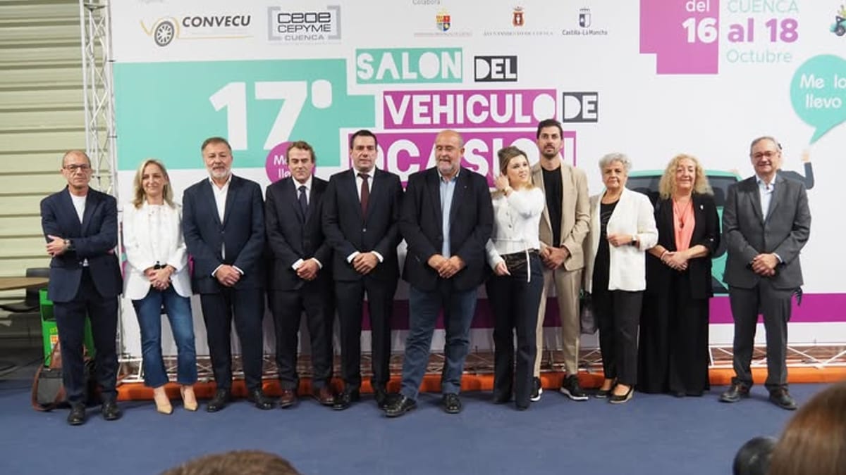 Cartel del XVII Salón del Vehículo de Ocasión de Cuenca con logo de CONVECU y CEOE CEPYME, celebrado del 16 al 18