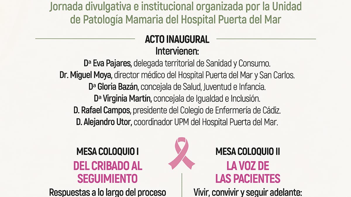 Cartel XVIII Mesa Redonda Día Mundial del Cáncer de Mama Cádiz octubre 2026